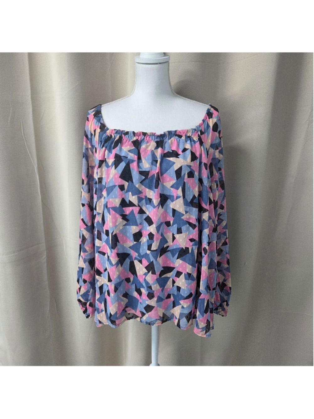 Lane Bryant Geometric Blouse Size 22/24 Artisanal Abstract Retro-Futurism
